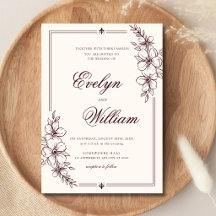Elegante Casamento Floral Burgundy Caligrafia Mode
