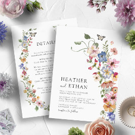 Convites Elegante Casamento Floral Colorido