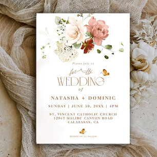 Convites Elegante Casamento Floral de Aguarela Boho Flor de