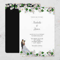 Elegante Casamento Floral de Jasmim Preto e Branco