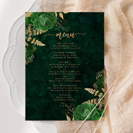 Convites Elegante Casamento Floral Esmeralda Dourado