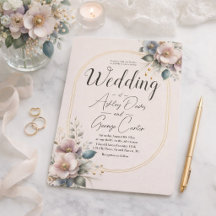 Elegante casamento floral rosa, azul e creme