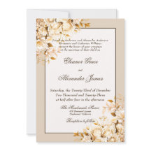 Elegante Casamento Formal Floral em Ouro e Marfim