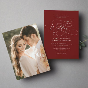 Convites Elegante Casamento Fotográfico em Script Minimalis