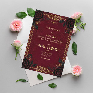 Convites Elegante Casamento Gótico Romance