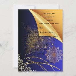Convites Elegante Casamento Indiano azul Royal & Dourado