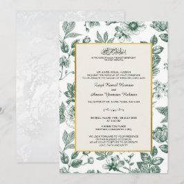 Convites Elegante Casamento Islâmico Botânico Verde