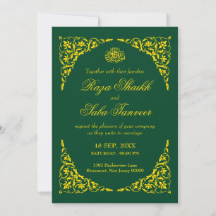 Convites Elegante Casamento Islâmico Esmeralda Profunda
