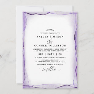Convites Elegante Casamento Lavanda Aquarela Abstrata