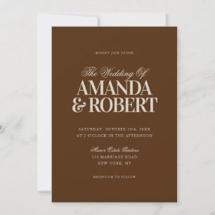 Convites Elegante Casamento Marrom Antigo Moderno de Famíli