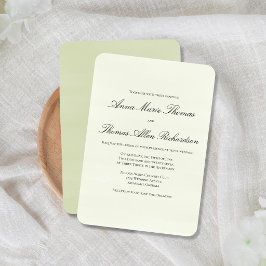 Convites Elegante Casamento Minimalista Botânico em Verde S