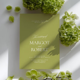 Convites Elegante Casamento Moderno em Verde Oliva e Branco
