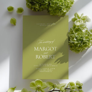Convites Elegante Casamento Moderno em Verde Oliva e Branco