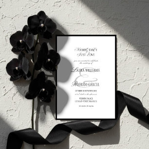 Convites Elegante Casamento Old Money Preto e Branco