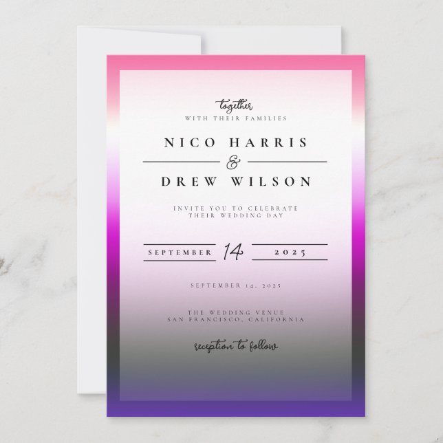 Convites Elegante Casamento Orgulho Genderfluid  (Frente)