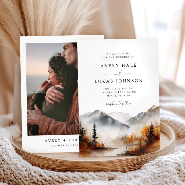 Convites Elegante Casamento outono Boho (Criador carregado)
