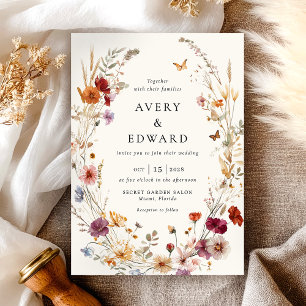 Convites Elegante Casamento outono Floral Boho