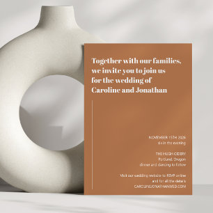 Convites Elegante Casamento outono moderno Terracotta Brown