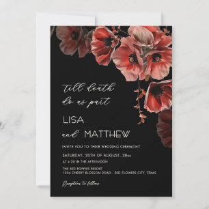 Convites Elegante Casamento Preto e Vermelho Gótico