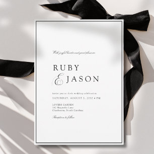 Convites Elegante Casamento Real Branco e Preto