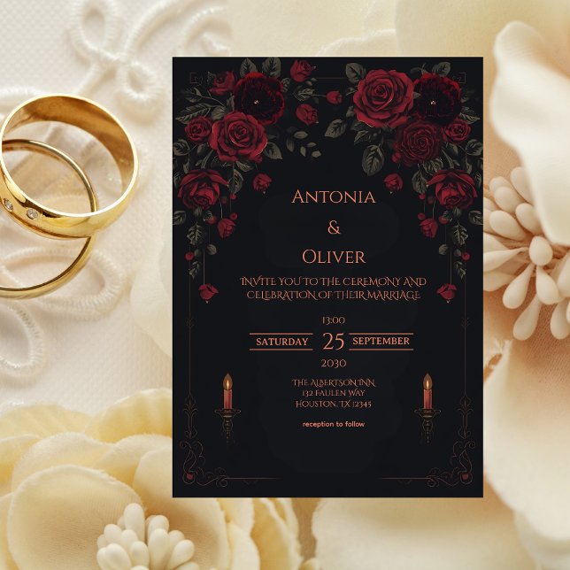 Convites Elegante Casamento Romântico Vitoriano Gótico (Criador carregado)