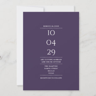 Convites Elegante Casamento Roxo Minimalista Moderno