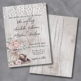 Convites Elegante Casamento Rústico de Madeira no Estilo We