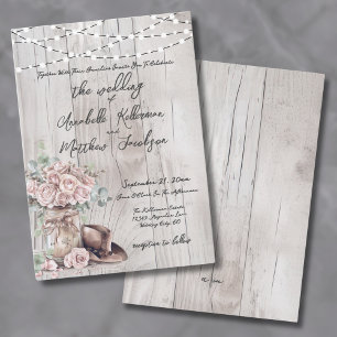 Convites Elegante Casamento Rústico de Madeira no Estilo We