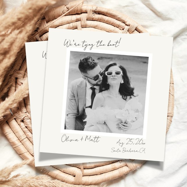 Convites Elegante Casamento Save the Date Polaroid (Elegant Polaroid Save the Date Wedding Invitation)