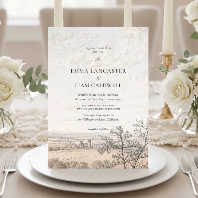 Convites Elegante Casamento Toile de Campo Francês (Criador carregado)