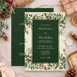 Convites Elegante Casamento Vintage com Azevinho