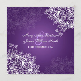 Convites Elegante Casamento Vintage Roxo