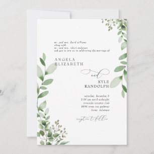 Convites Elegante Cascading Greenery Casando Ambos Os Pais 