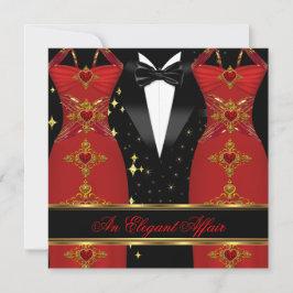 Convites Elegante Caso Vestido Vermelho Gravata Preta Anive