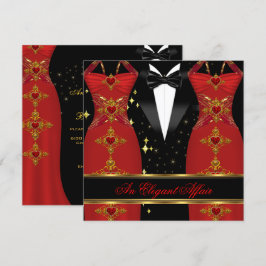 Convites Elegante Caso Vestido Vermelho Gravata Preta Anive