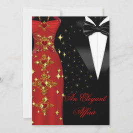 Convites Elegante Caso Vestido Vermelho Gravata Preta Anive