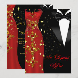 Convites Elegante Caso Vestido Vermelho Gravata Preta Anive
