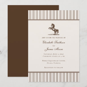 Convites Elegante Cavalo com Listras Finas Casamento Equest