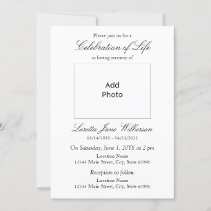 Convites Elegante Celebração da Vida Adicionar Foto