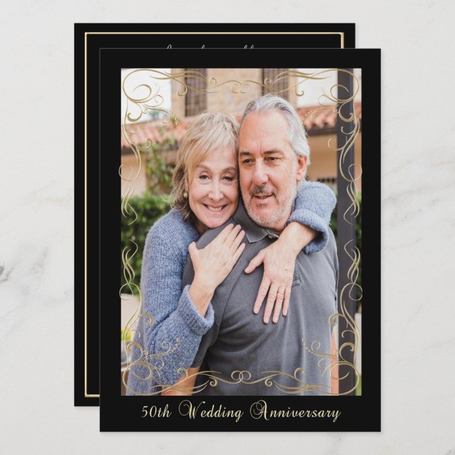 Convites Elegante Celebração de 50º Aniversário (Frente/Verso)