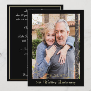Convites Elegante Celebração de 50º Aniversário