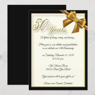 Convites Elegante Celebração de 50º Aniversário em Ouro