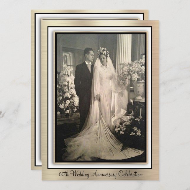 Convites Elegante Celebração de 60º Aniversário (Frente/Verso)