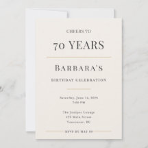 Elegante Celebração de 70 Anos Minimalista