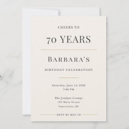 Convites Elegante Celebração de 70 Anos Minimalista