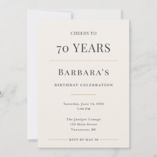 Convites Elegante Celebração de 70 Anos Minimalista