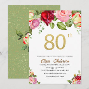Convites Elegante Celebração de 80 Anos de Nascimento Aquar