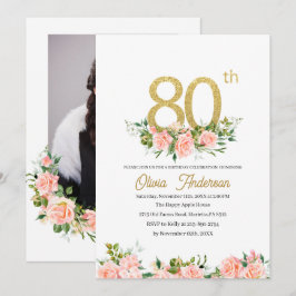 Convites Elegante Celebração de 80 Anos de Nascimento Aquar
