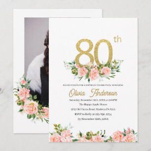 Convites Elegante Celebração de 80 Anos de Nascimento Aquar