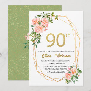 Convites Elegante Celebração de 90 Anos de Nascimento Aquar